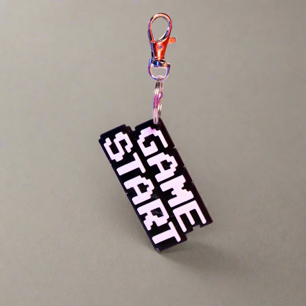 Retro "Game Start" Keychain