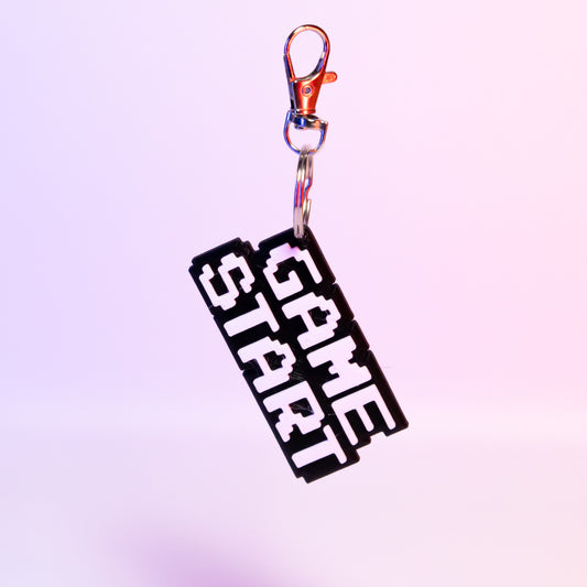 Retro "Game Start" Keychain