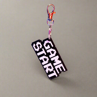 Retro "Game Start" Keychain