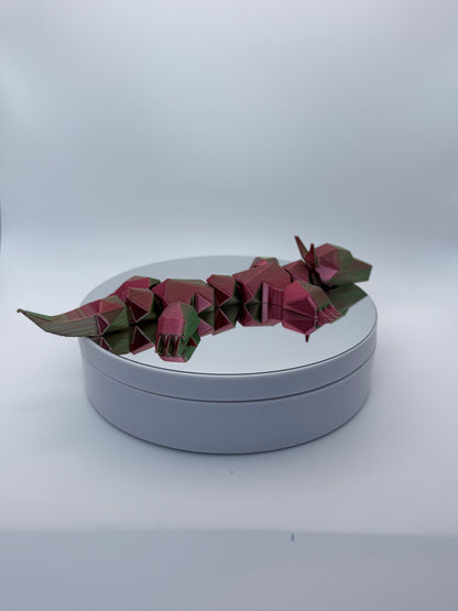 Geode Dragon - Flexible Low-Poly Galactic Fidget | 3D Printed in Cosmic Colors